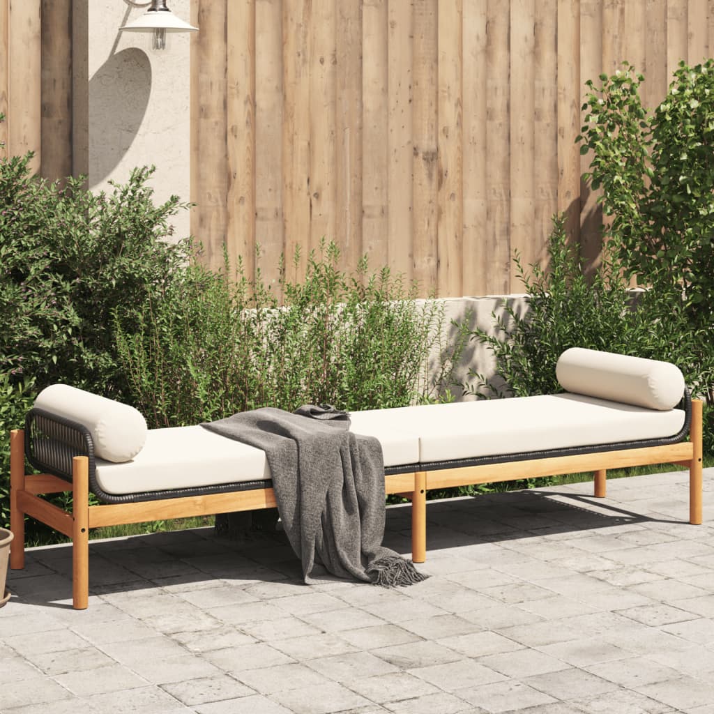 Banc de jardin avec coussin poly rotin acacia