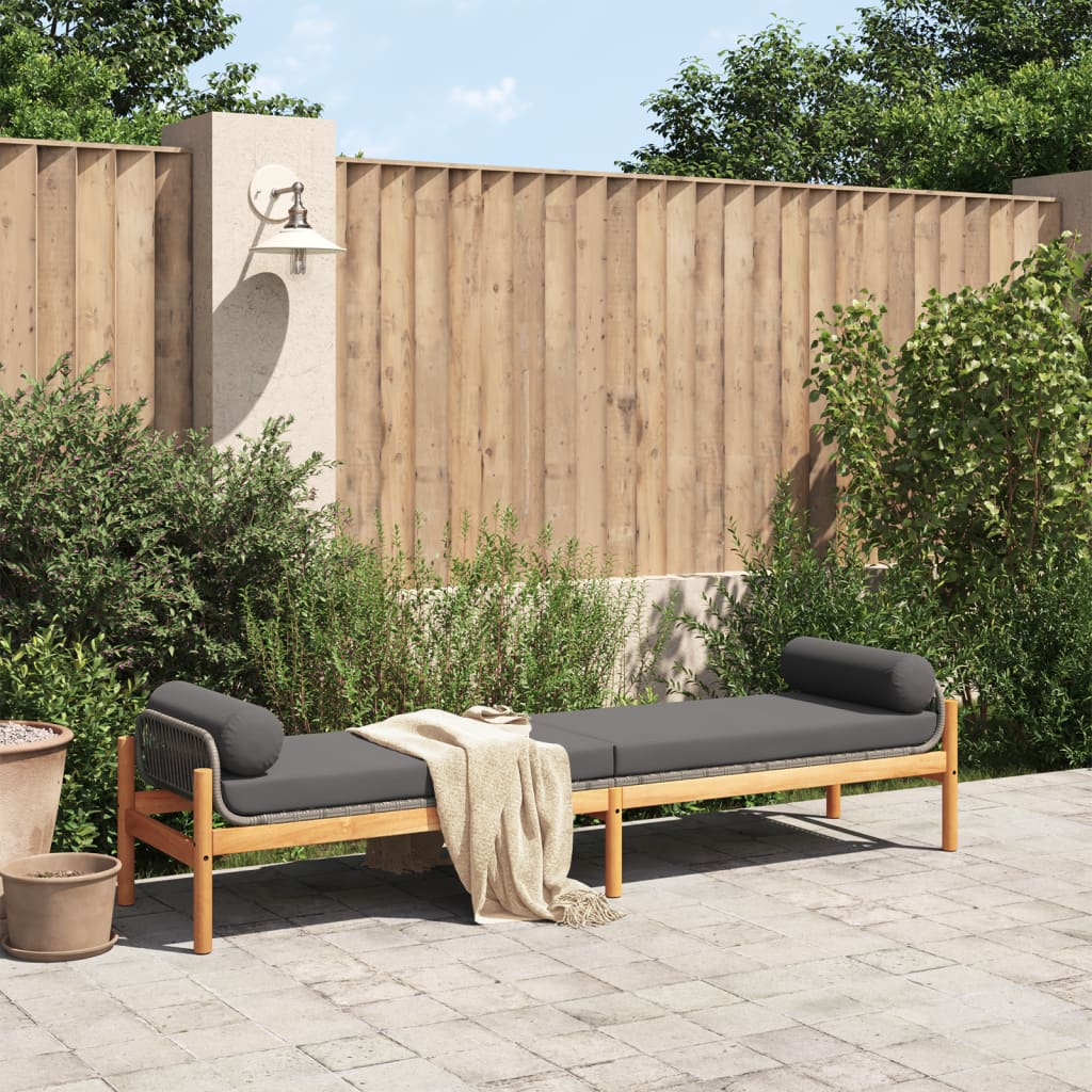 Banc de jardin avec coussin poly rotin acacia