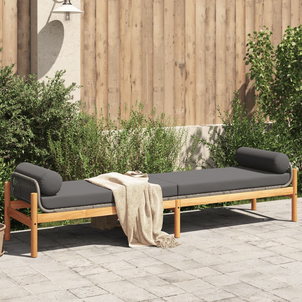 Tuinbank met kussen poly rattan acacia