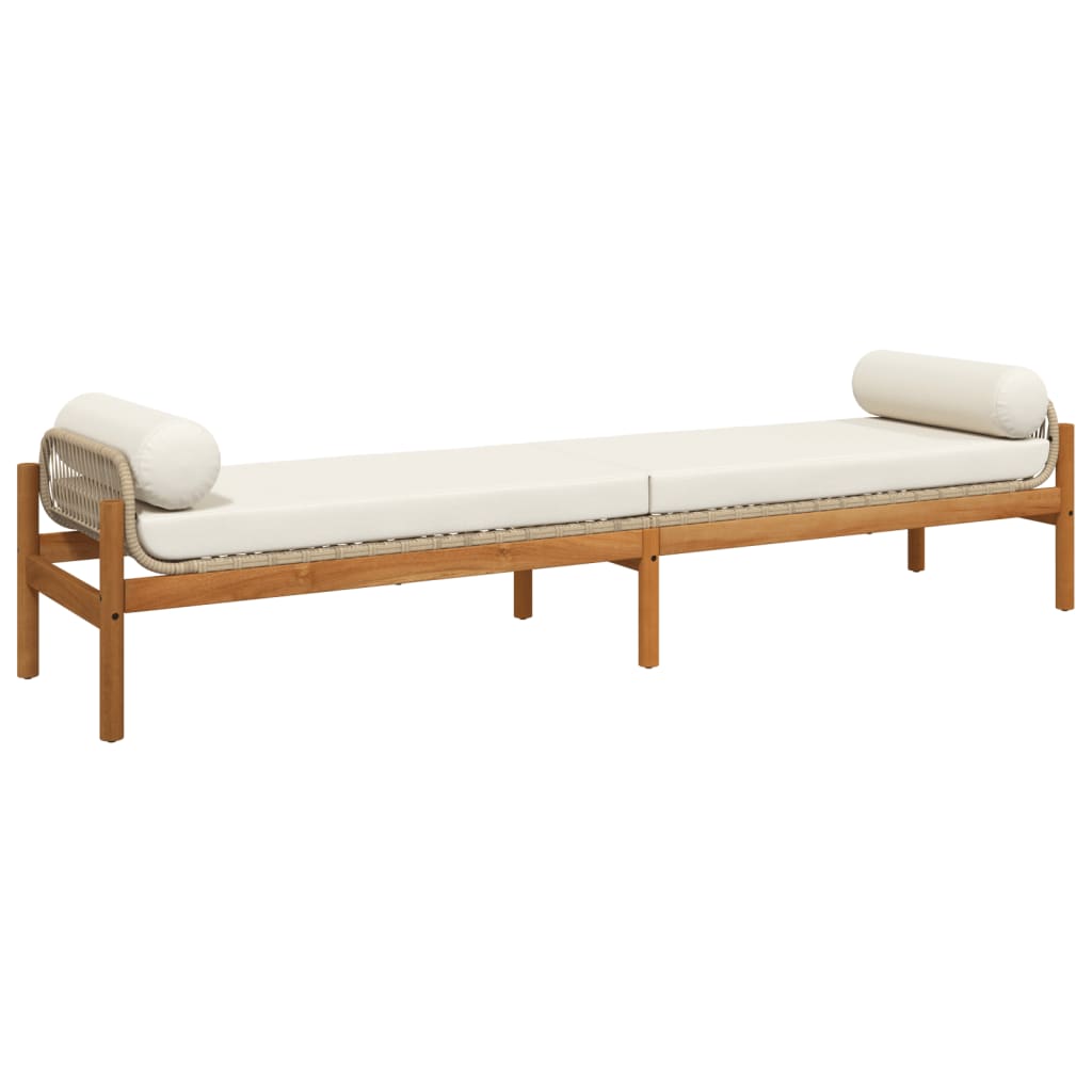 Banc de jardin avec coussin poly rotin acacia