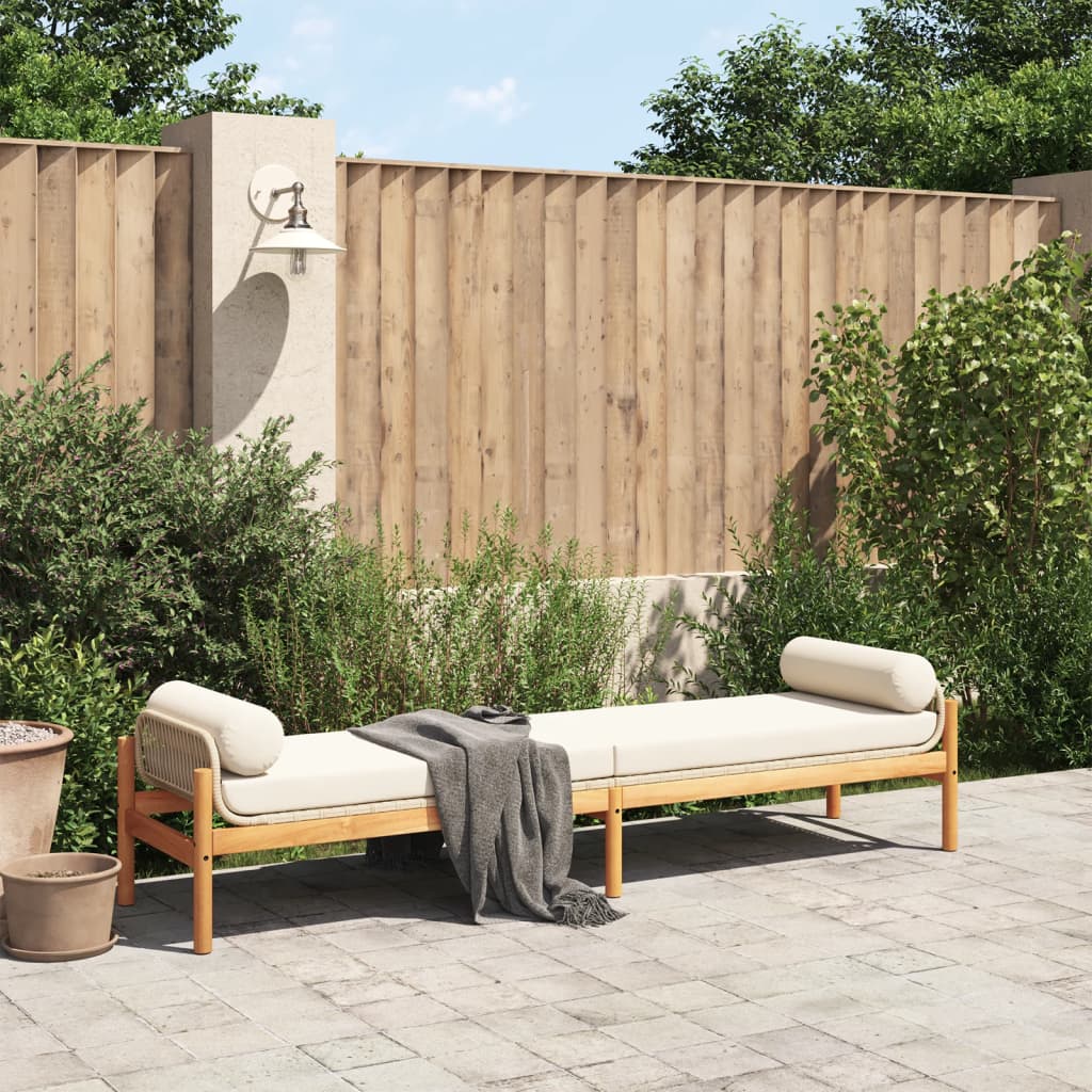 Banc de jardin avec coussin poly rotin acacia