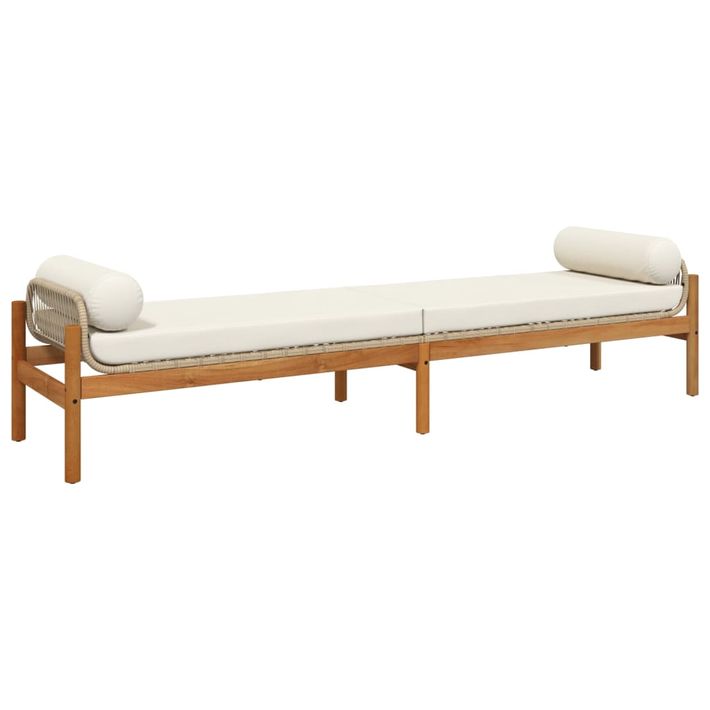 Banc de jardin avec coussin poly rotin acacia