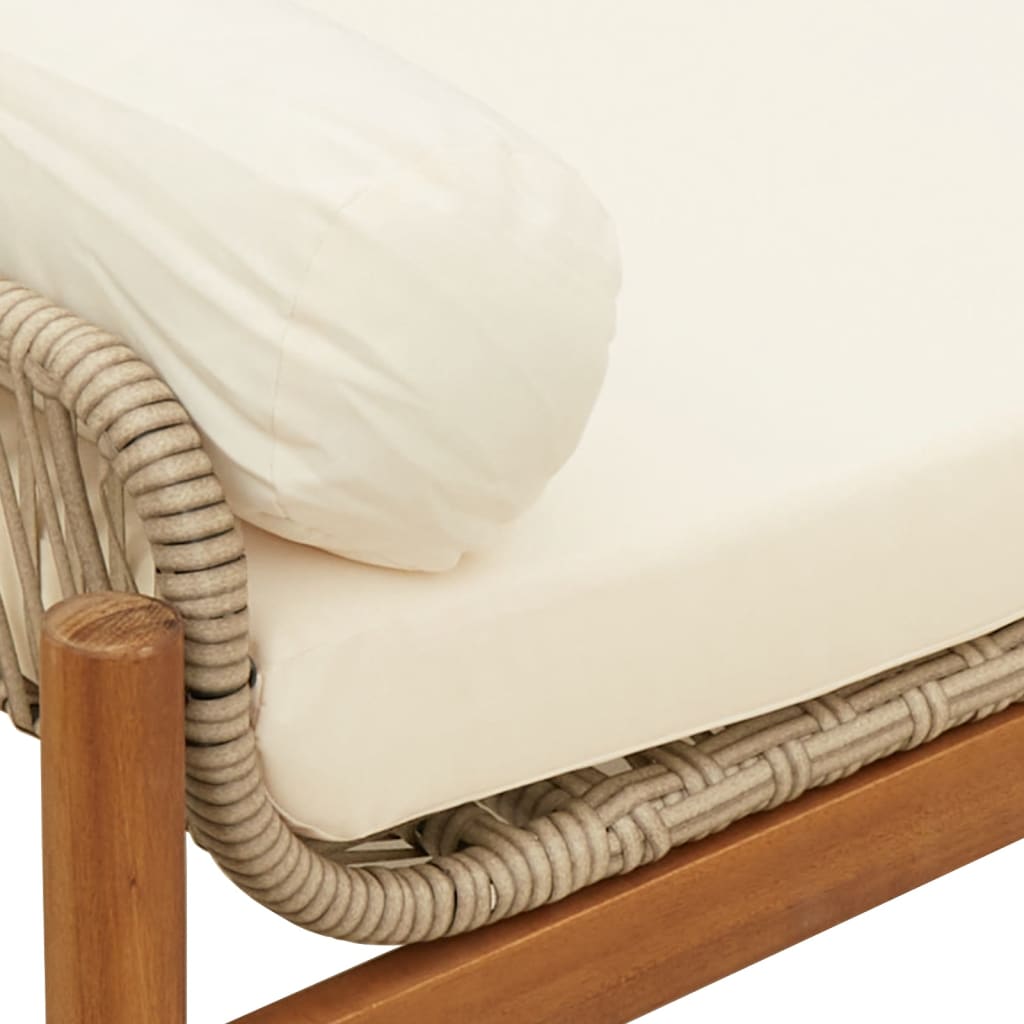 Banc de jardin avec coussin poly rotin acacia