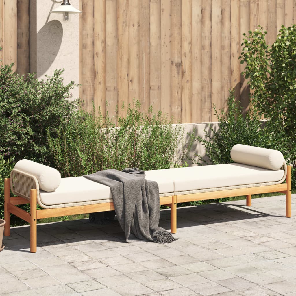 Banc de jardin avec coussin poly rotin acacia