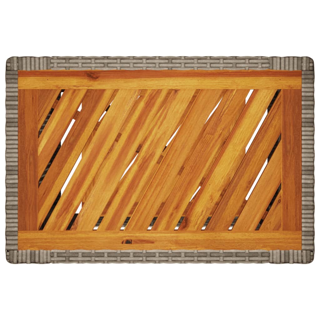 Tuinbijzettafel met houten blad 60x40x75 cm poly rattan