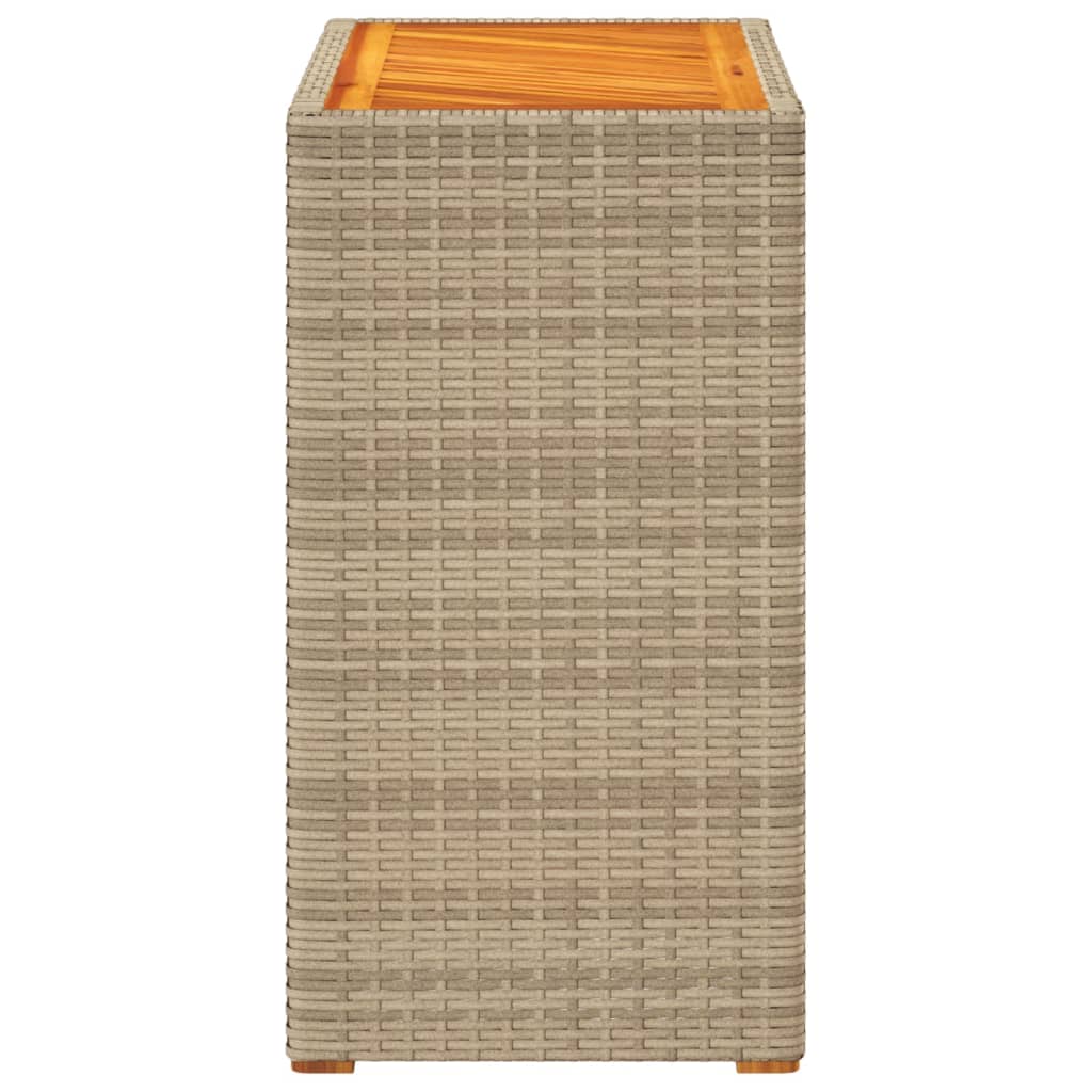 Tuinbijzettafel met houten blad 60x40x75 cm poly rattan