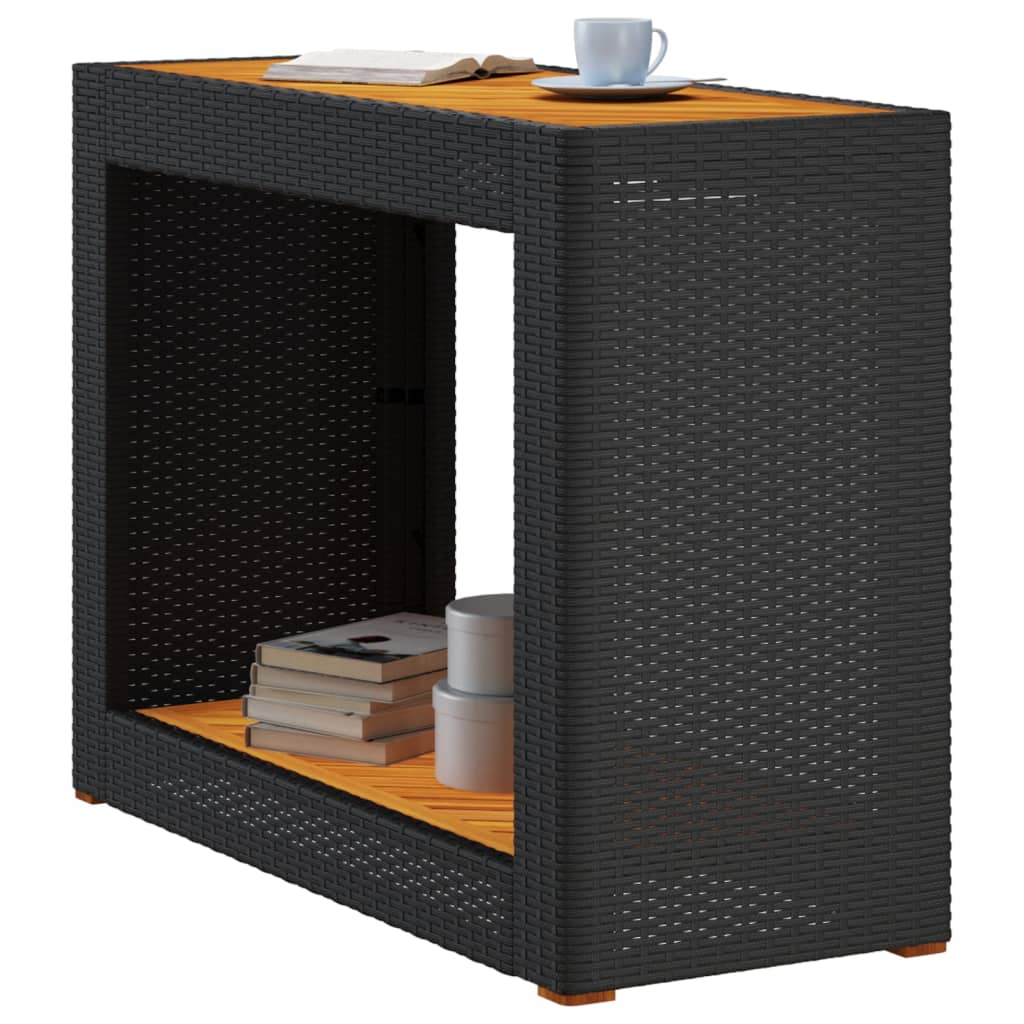 Tuinbijzettafel met houten blad 60x40x75 cm poly rattan