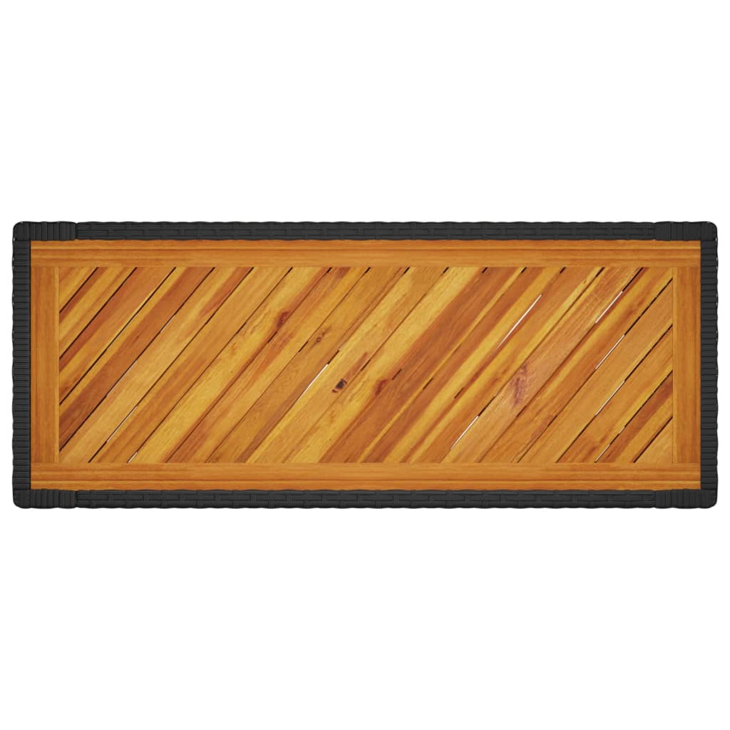 Tuinbijzettafel met houten blad 60x40x75 cm poly rattan