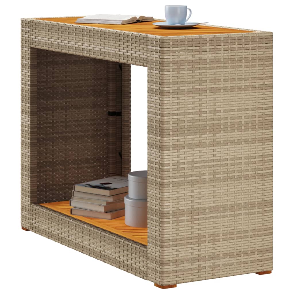 Tuinbijzettafel met houten blad 60x40x75 cm poly rattan