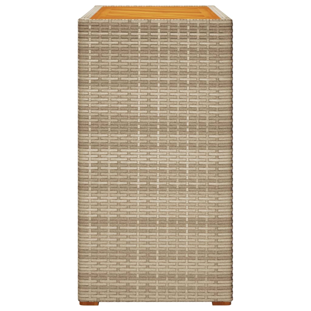 Tuinbijzettafel met houten blad 60x40x75 cm poly rattan