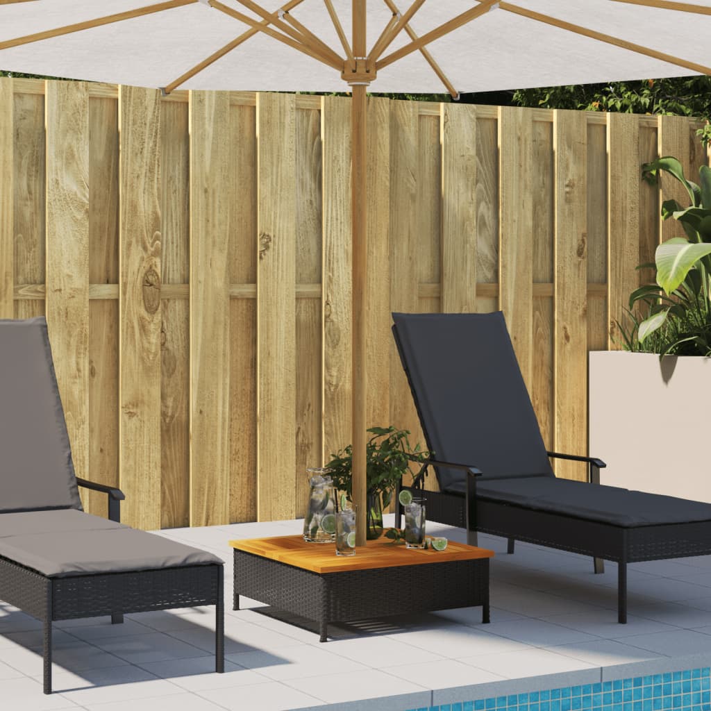 Parasolvoetbedekking 70x70x25 cm poly rattan acaciahout