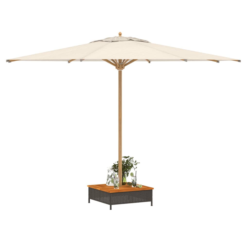 Parasolvoetbedekking 70x70x25 cm poly rattan acaciahout