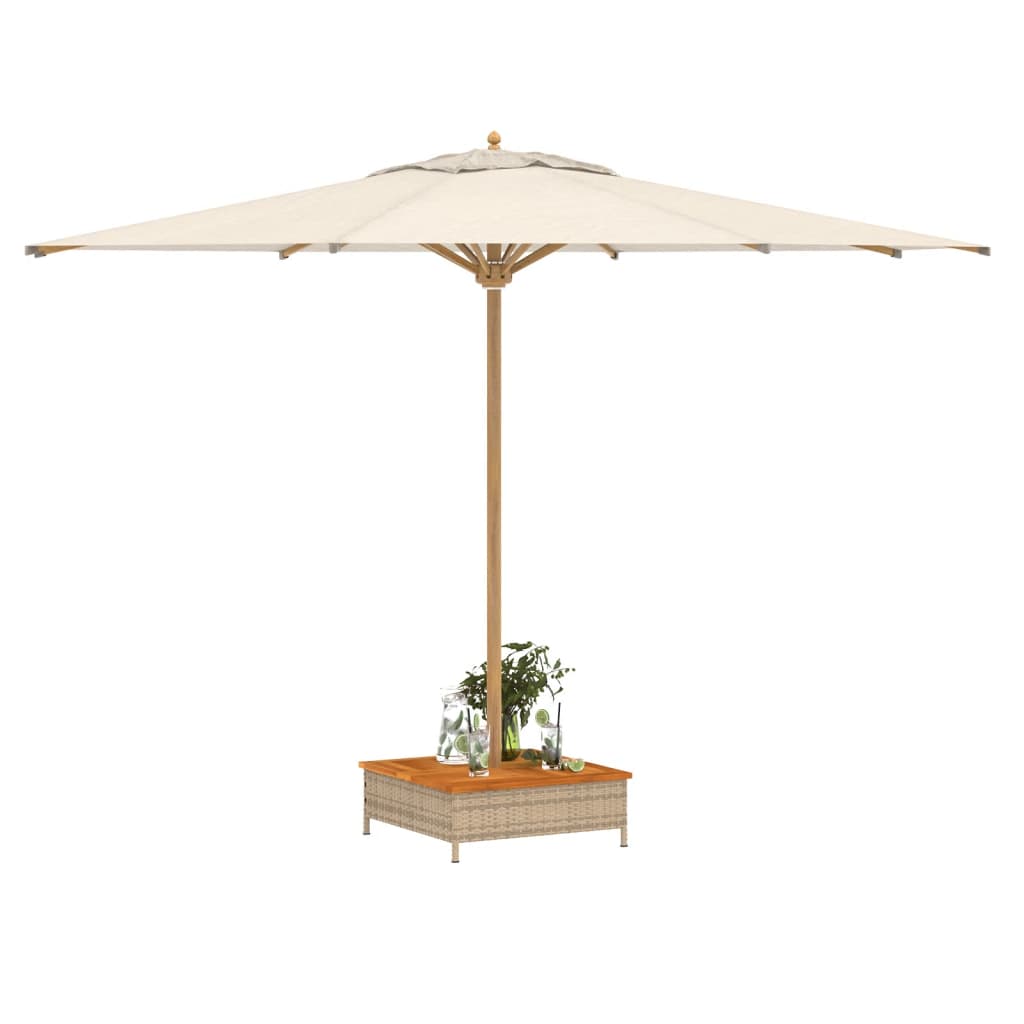 Parasolvoetbedekking 70x70x25 cm poly rattan acaciahout