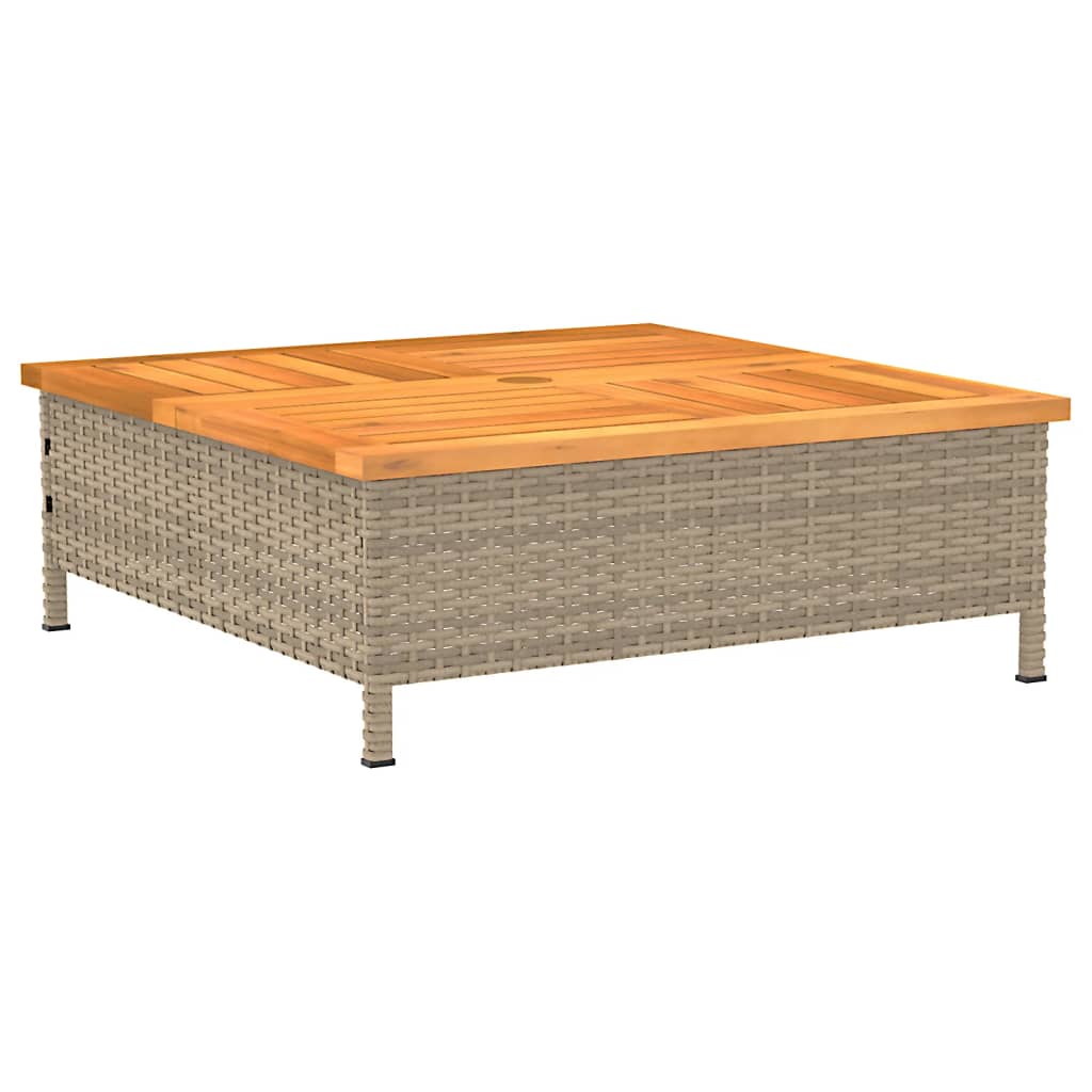 Parasolvoetbedekking 70x70x25 cm poly rattan acaciahout