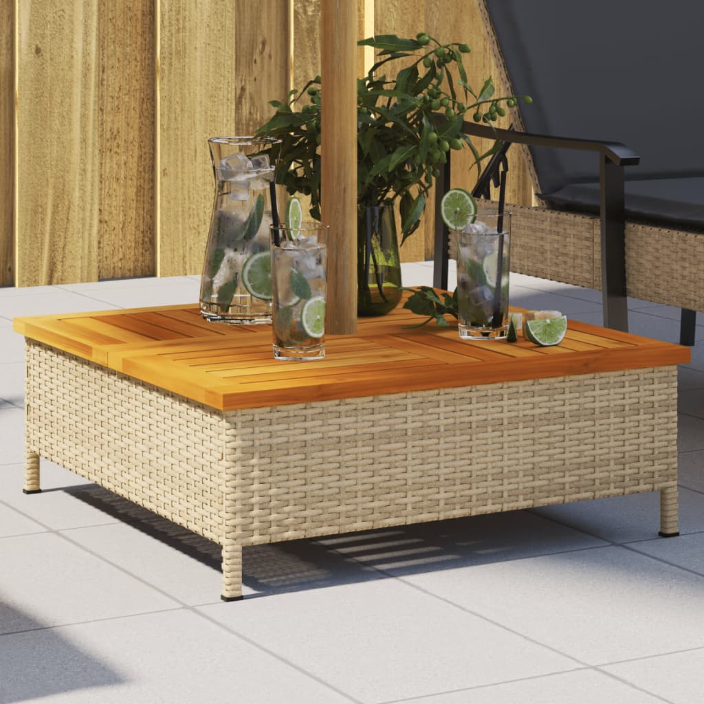 Parasolvoetbedekking 70x70x25 cm poly rattan acaciahout