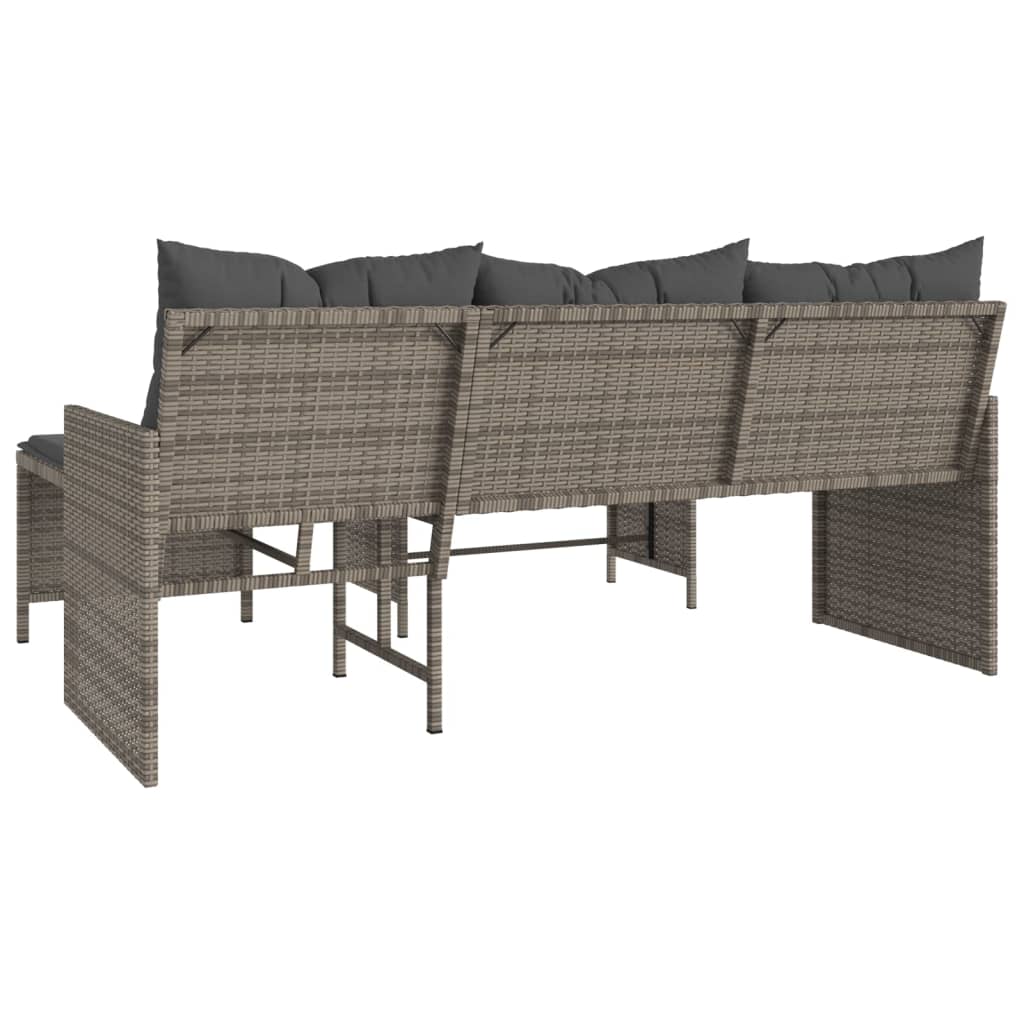 Tuinbank met tafel kussens L-vormig poly rattan