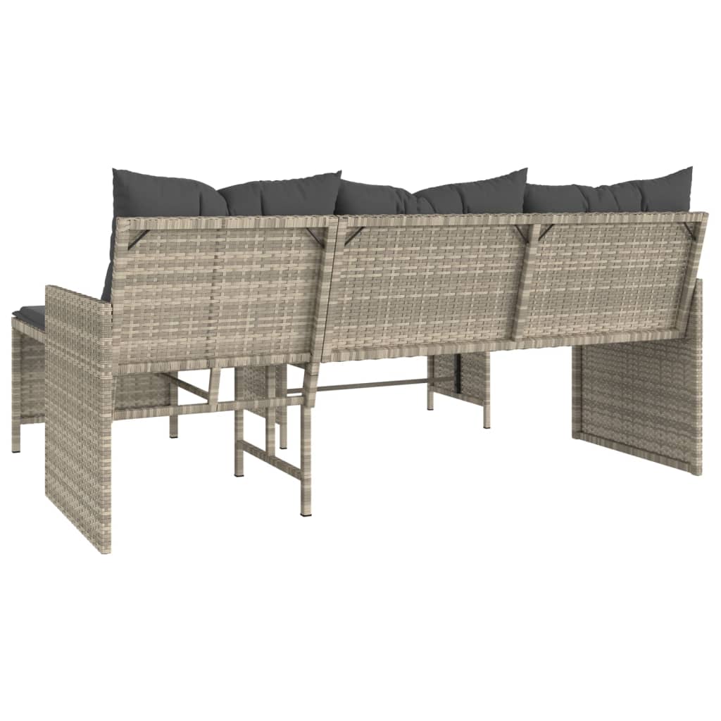 Tuinbank met tafel kussens L-vormig poly rattan