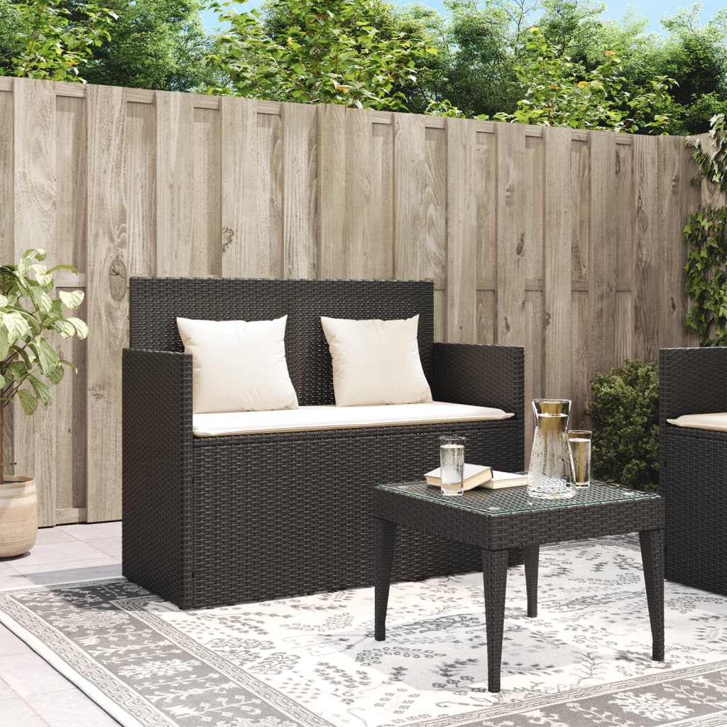 Tuinbank met kussens poly rattan