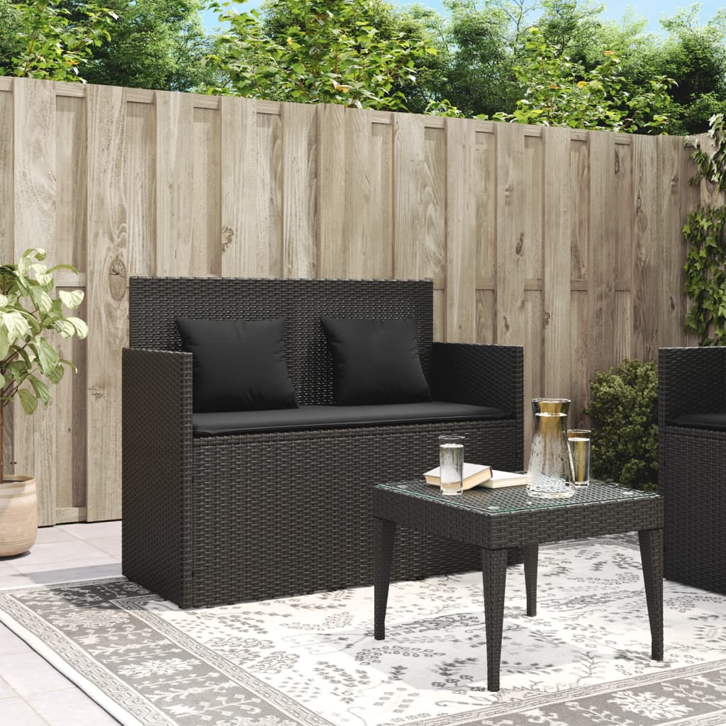 Tuinbank met kussens poly rattan