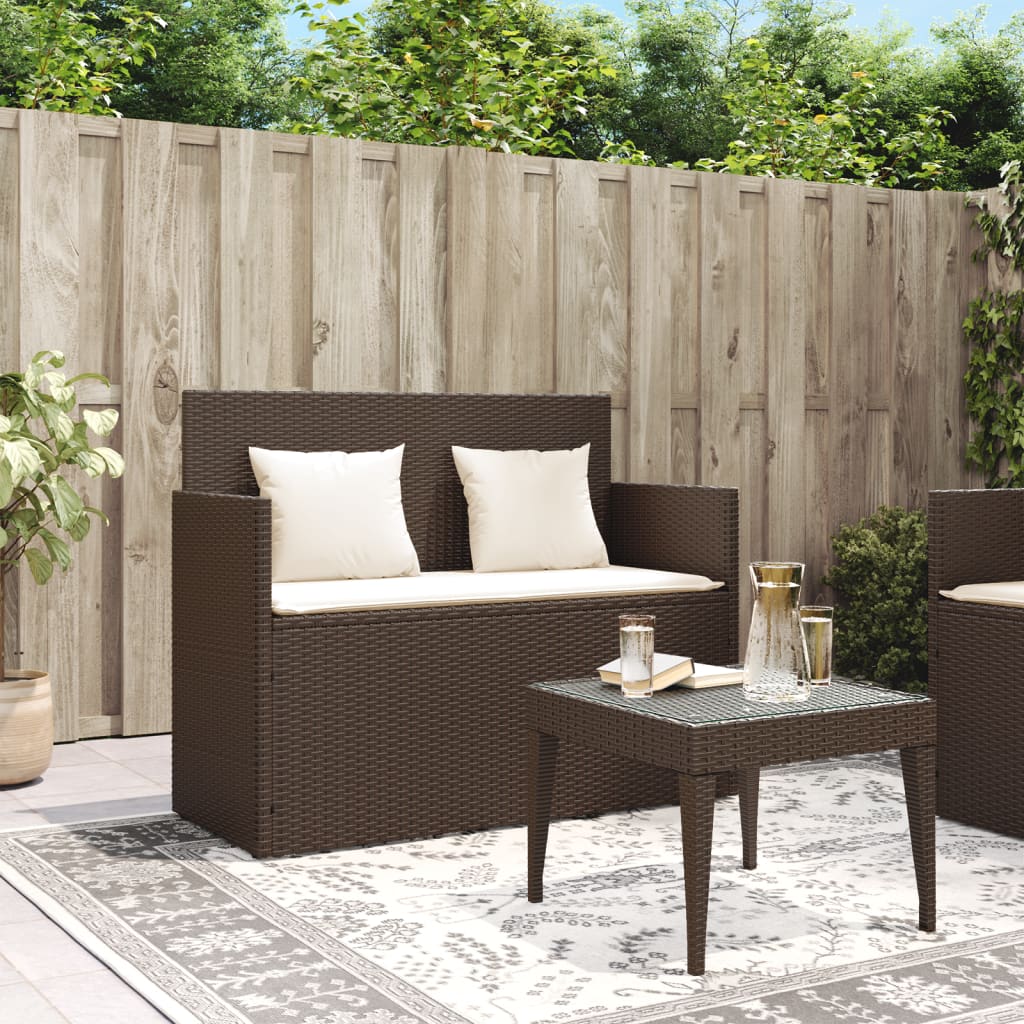 Tuinbank met kussens poly rattan