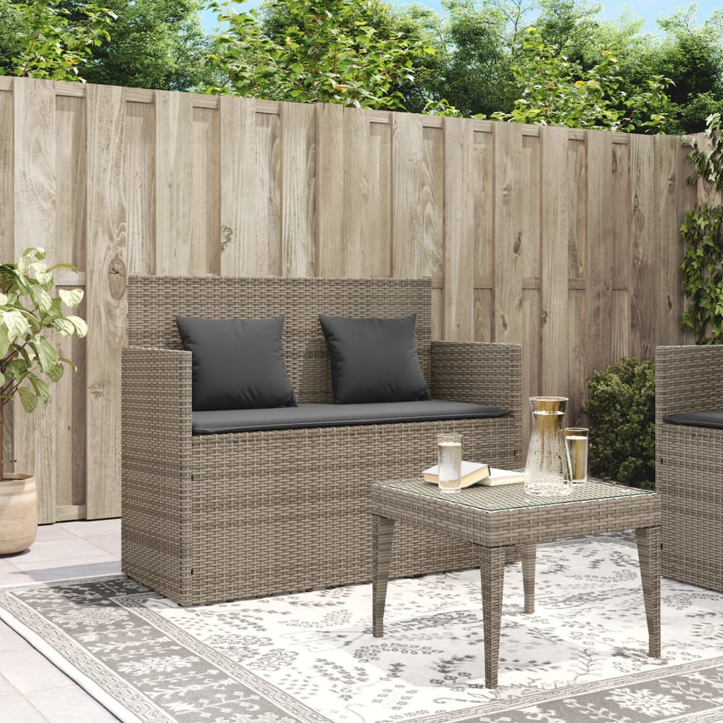 Tuinbank met kussens poly rattan