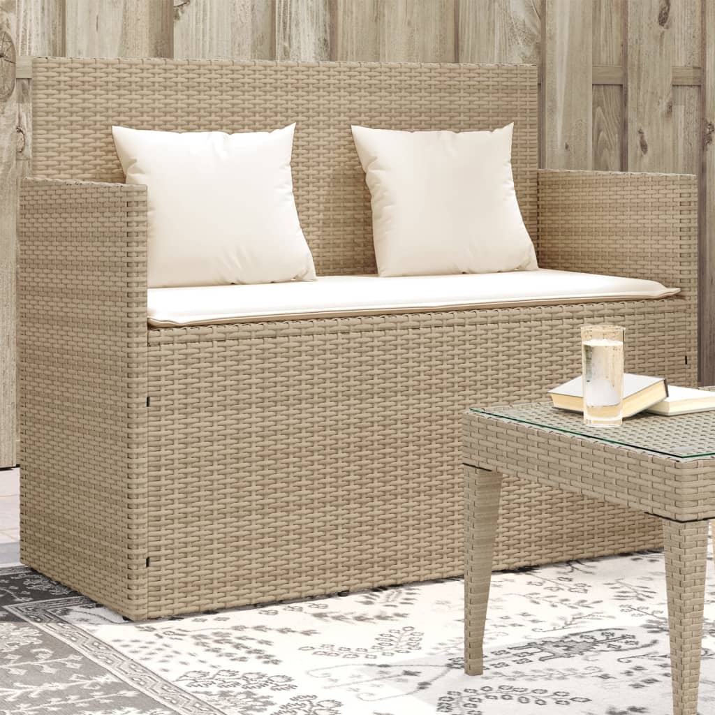 Tuinbank met kussens poly rattan