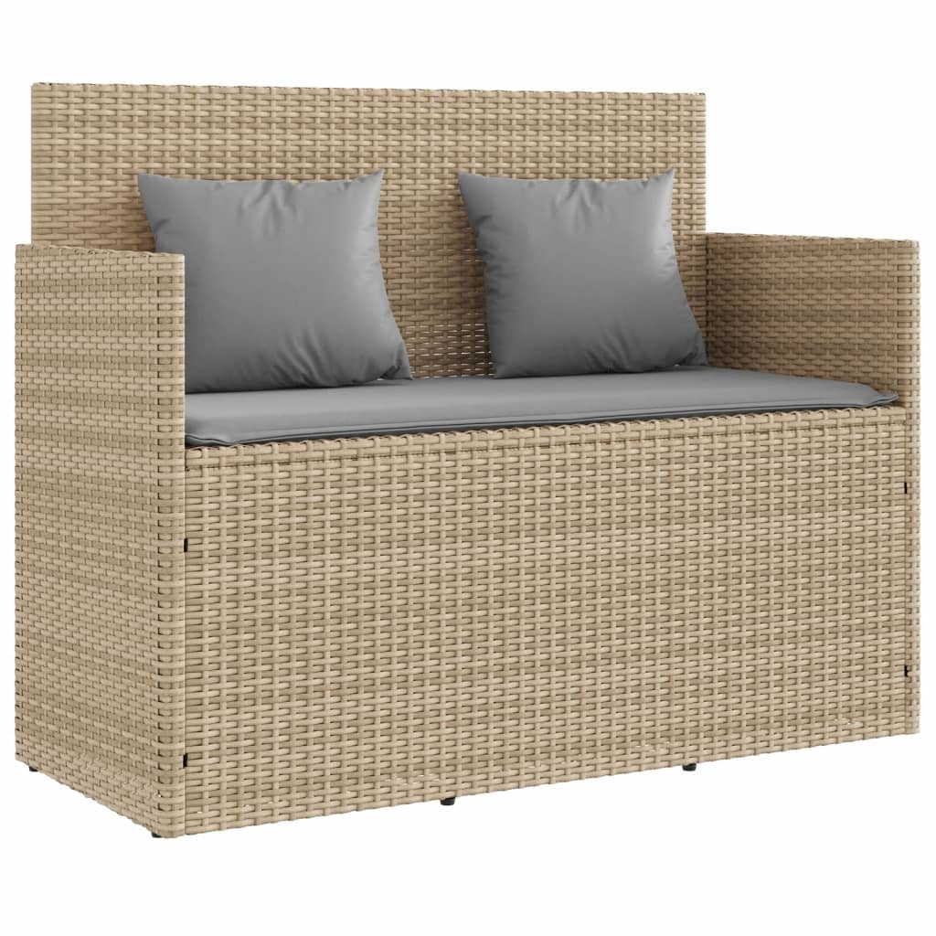 Tuinbank met kussens poly rattan