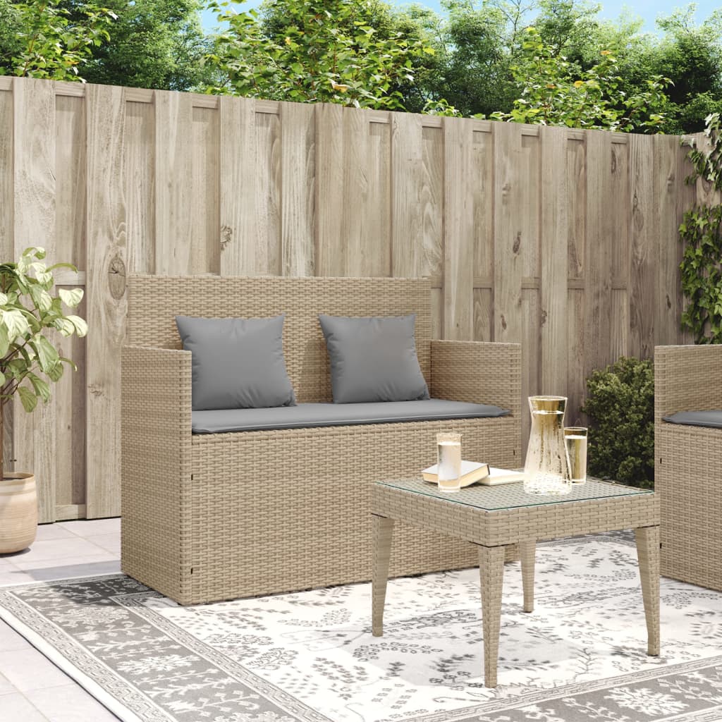 Tuinbank met kussens poly rattan