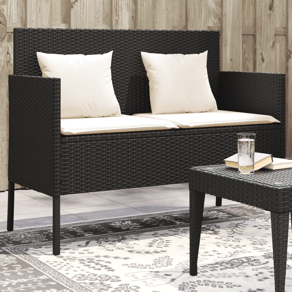 Tuinbank met kussens poly rattan