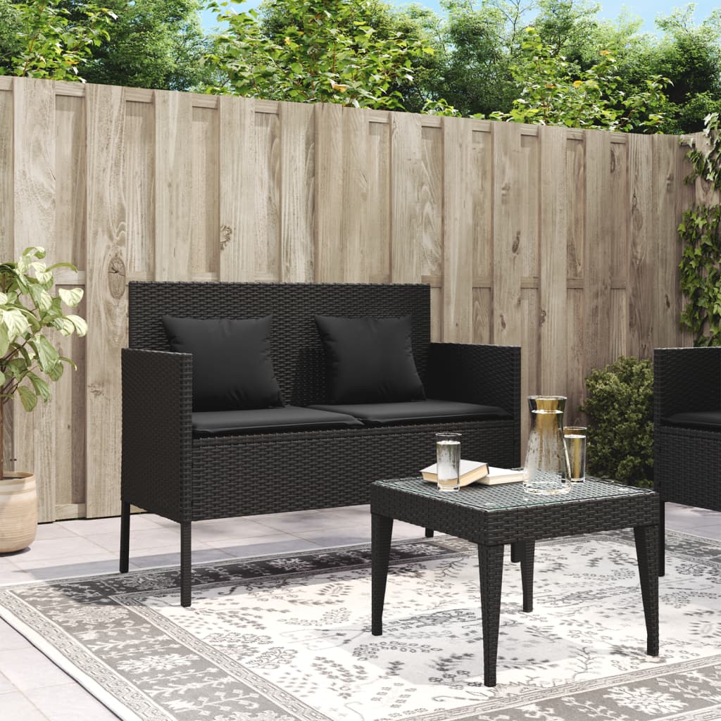 Tuinbank met kussens poly rattan