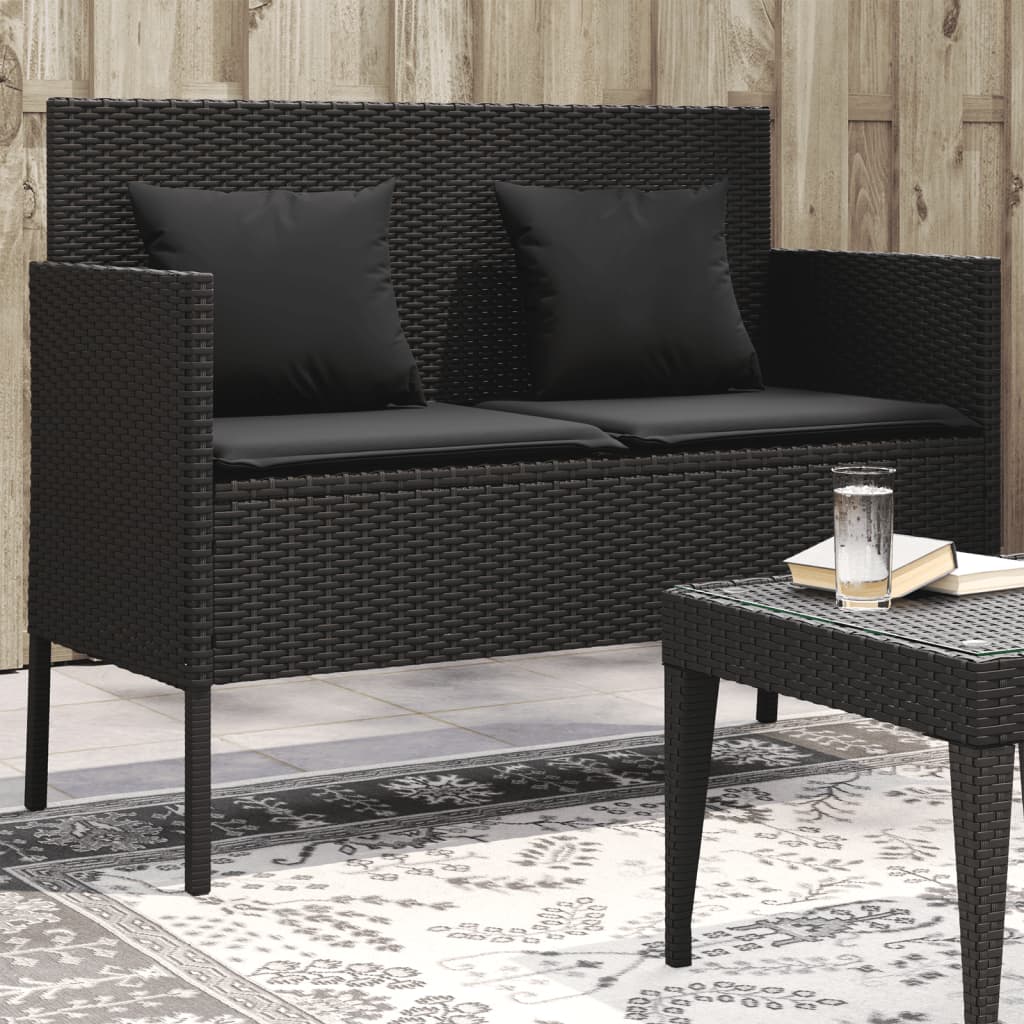 Tuinbank met kussens poly rattan