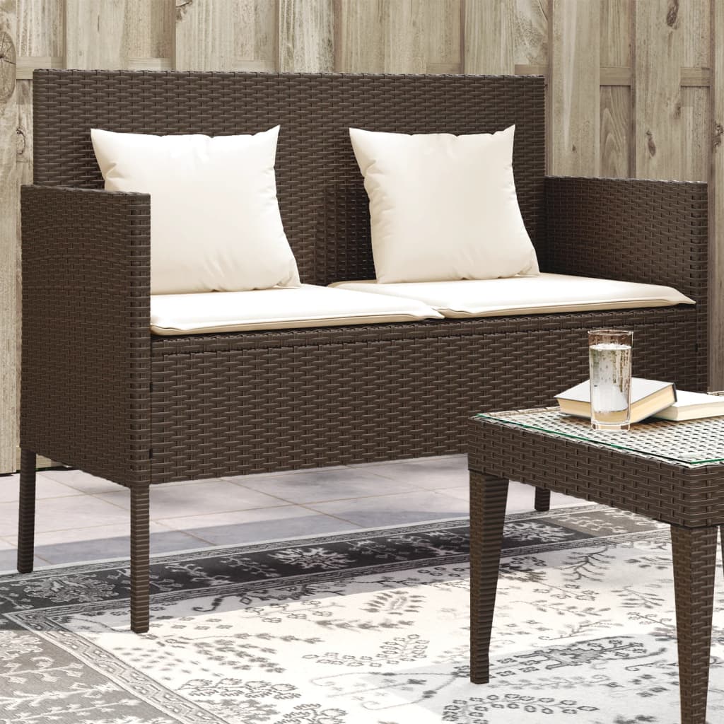 Tuinbank met kussens poly rattan