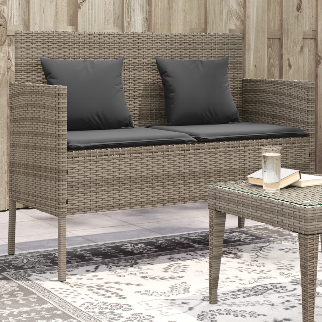 Tuinbank met kussens poly rattan