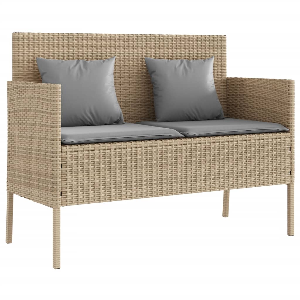 Tuinbank met kussens poly rattan