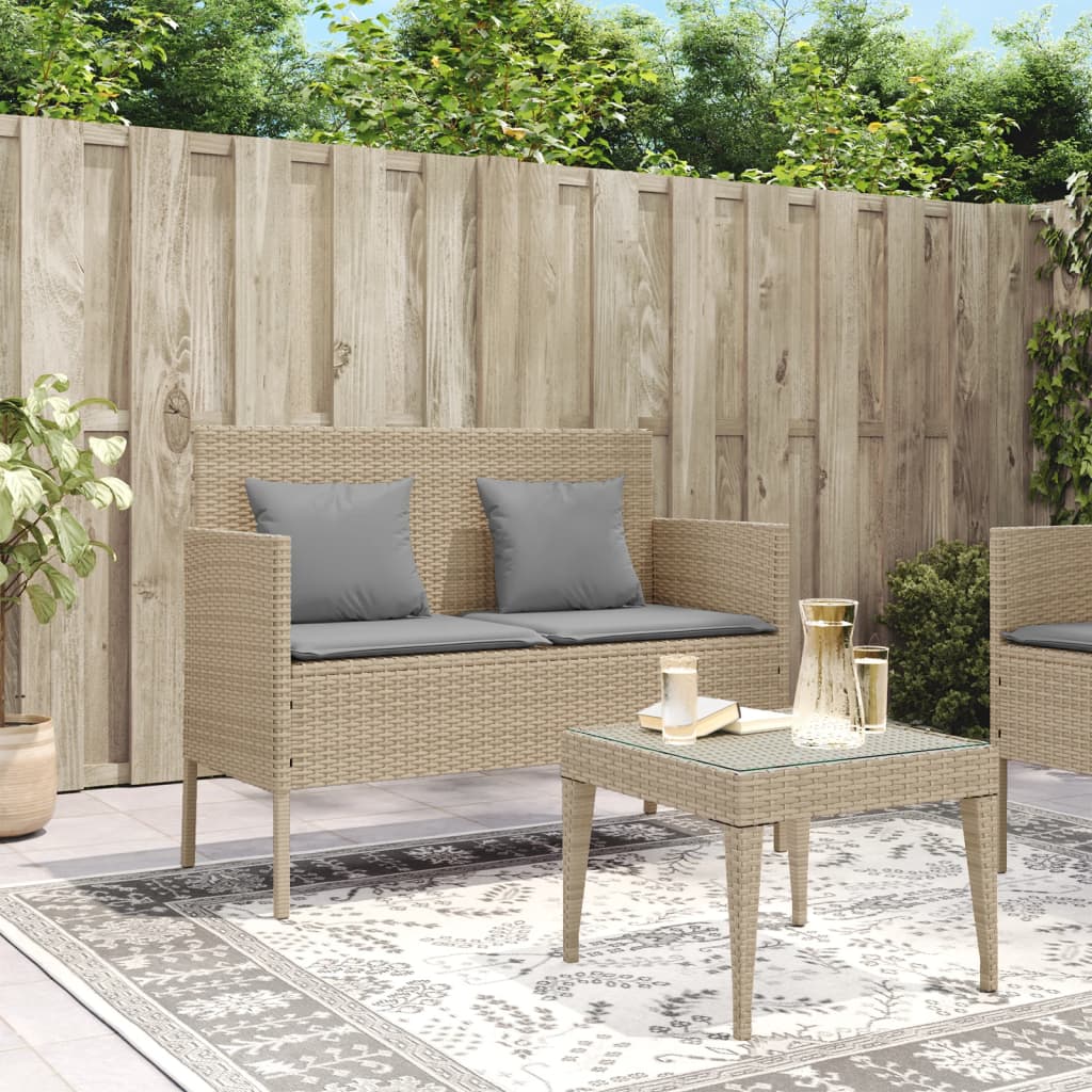 Tuinbank met kussens poly rattan