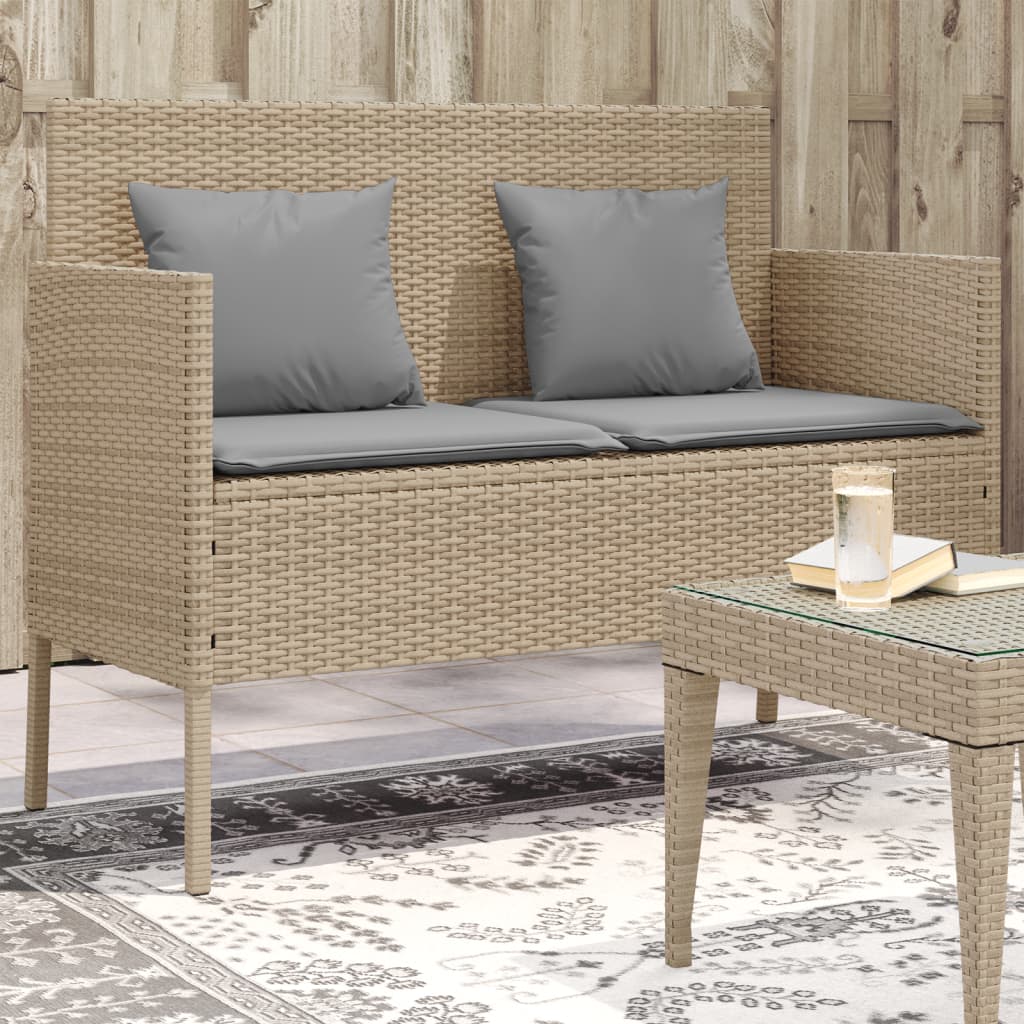 Tuinbank met kussens poly rattan