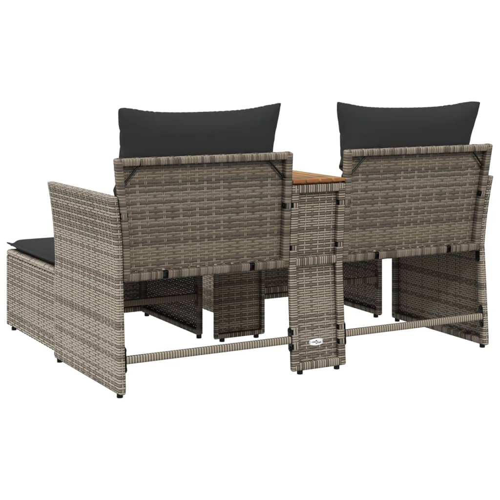 Banc de jardin 2 places avec auvent et repose-pieds poly rotin