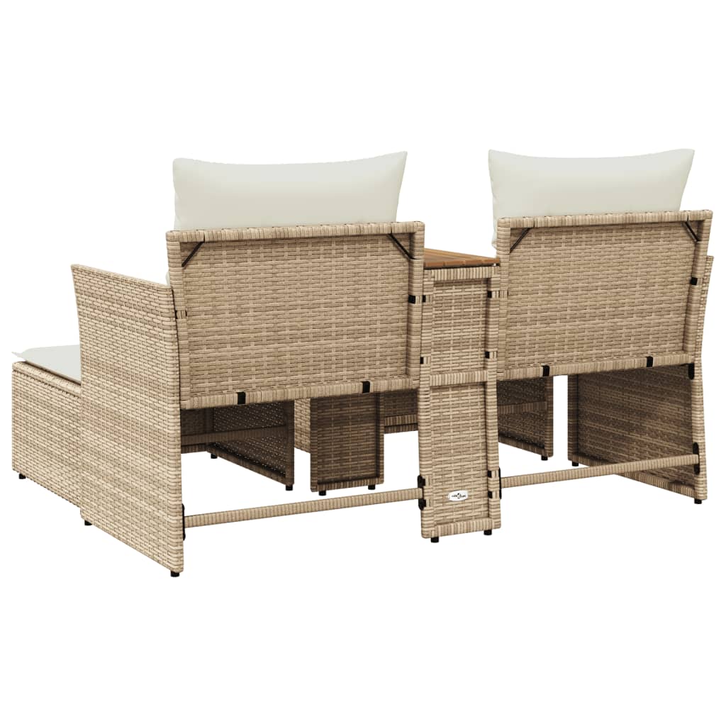 Banc de jardin 2 places avec auvent et repose-pieds poly rotin