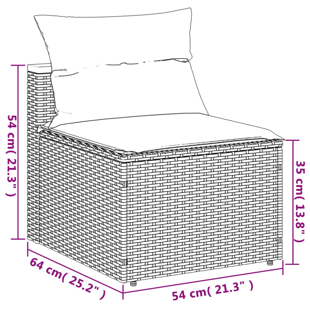 Tuinbanken 2 st zonder armleuning met kussens poly rattan