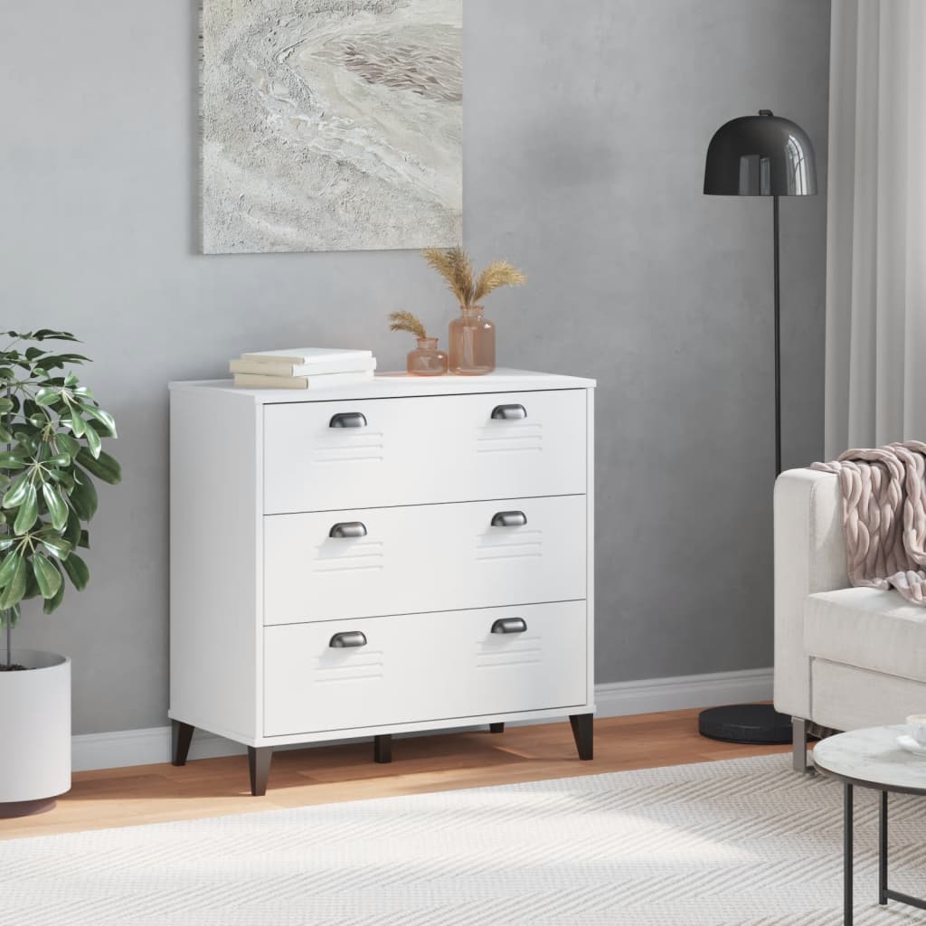 Commode VIKEN bois ouvragé gris anthracite