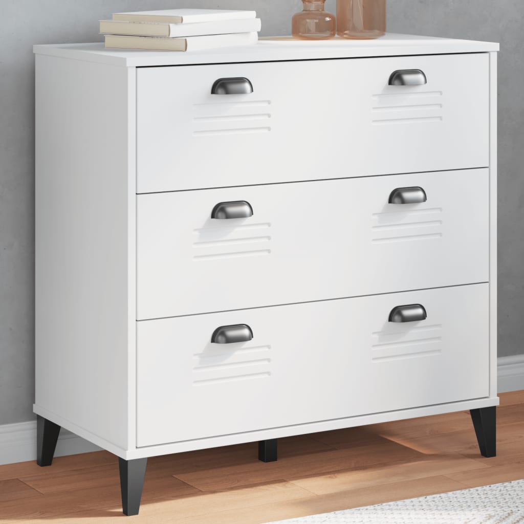 Commode VIKEN bois ouvragé gris anthracite