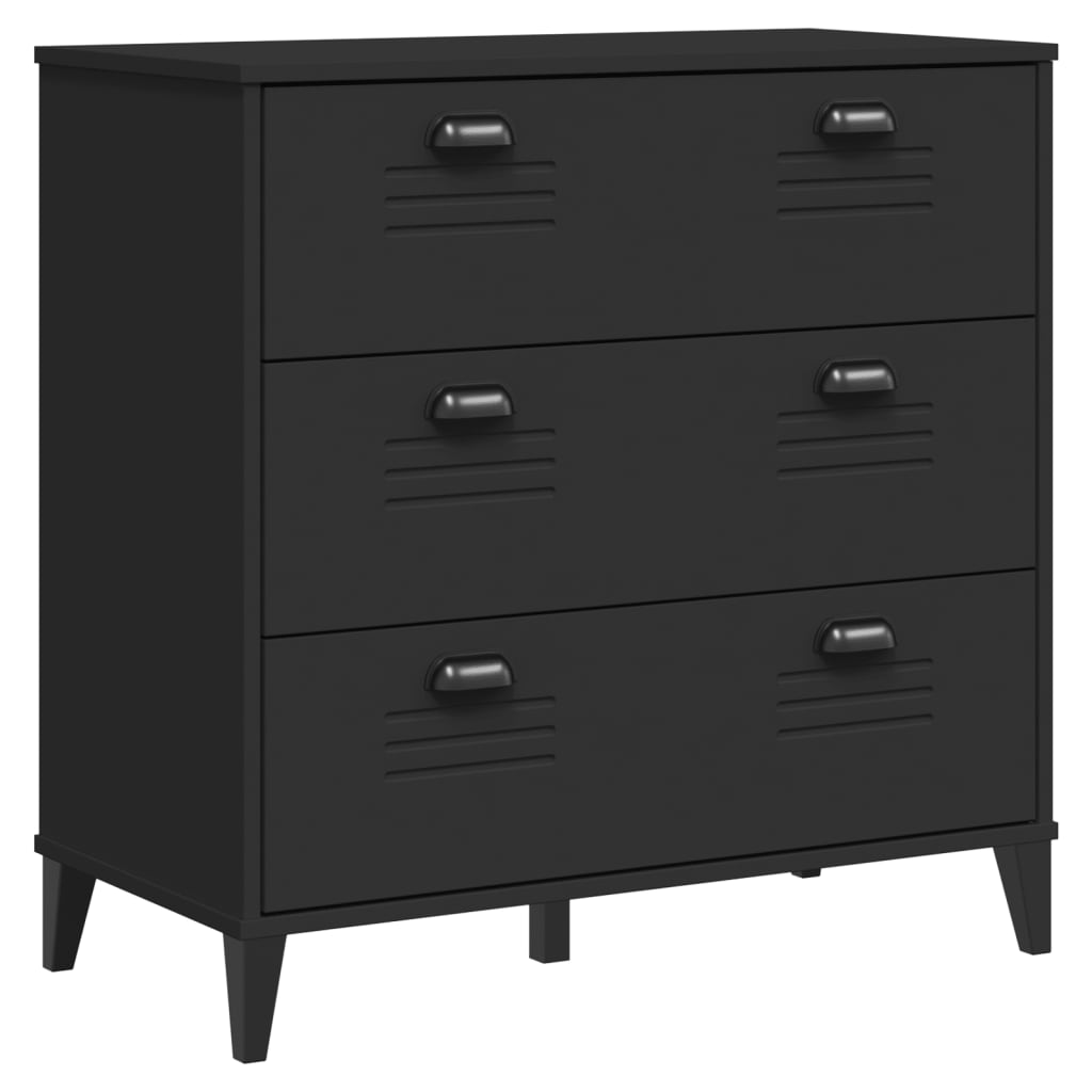 Commode VIKEN bois ouvragé gris anthracite