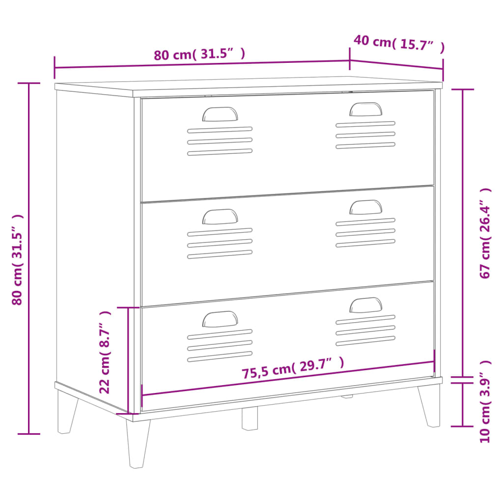 Commode VIKEN bois ouvragé gris anthracite