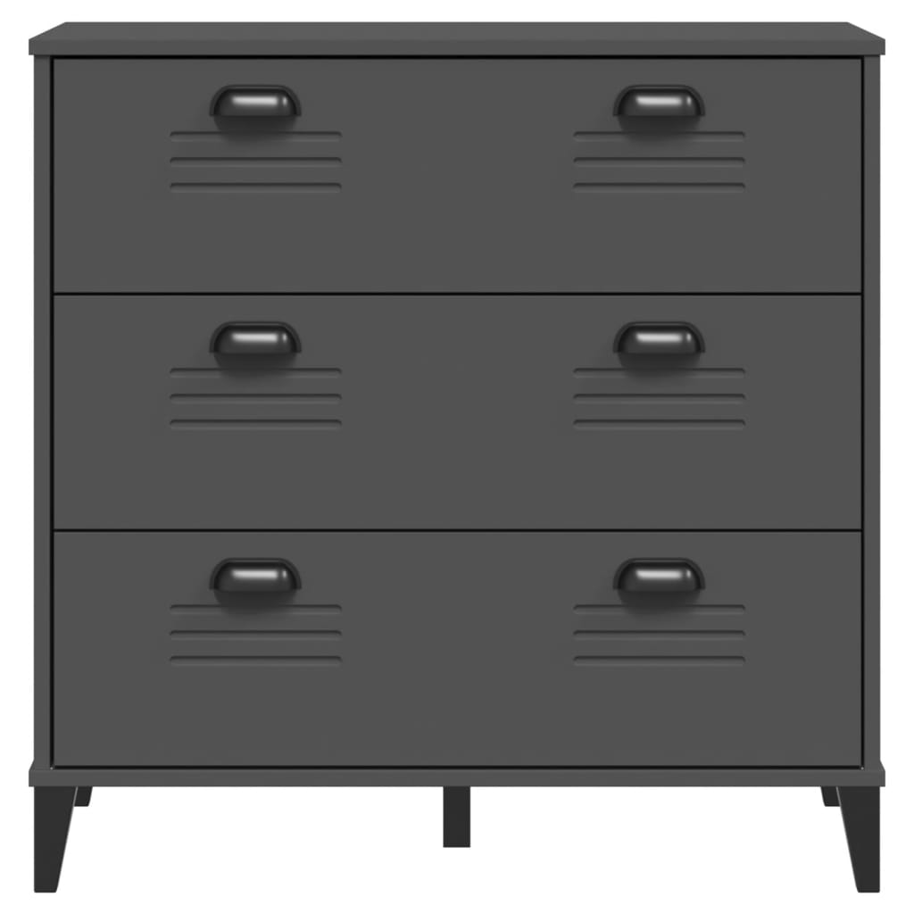 Commode VIKEN bois ouvragé gris anthracite