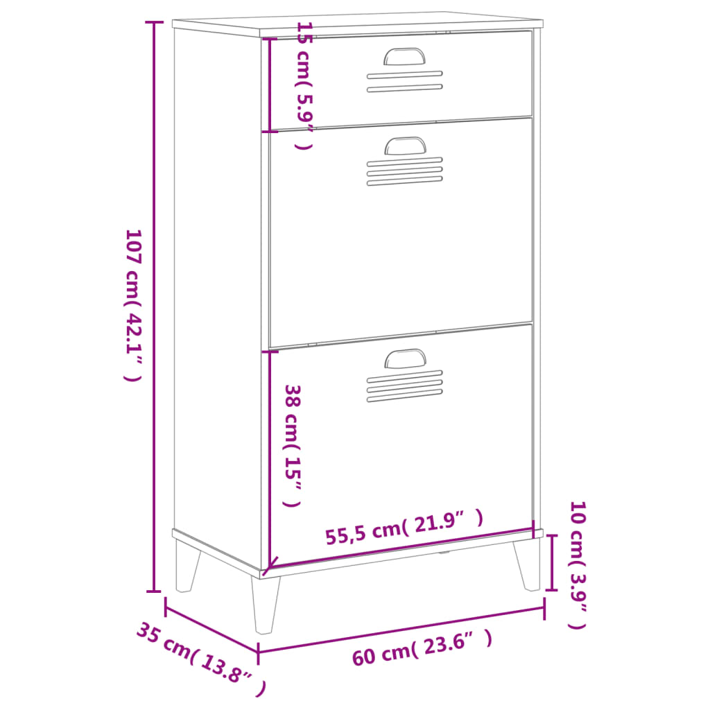 Meuble à chaussures VIKEN en bois travaillé