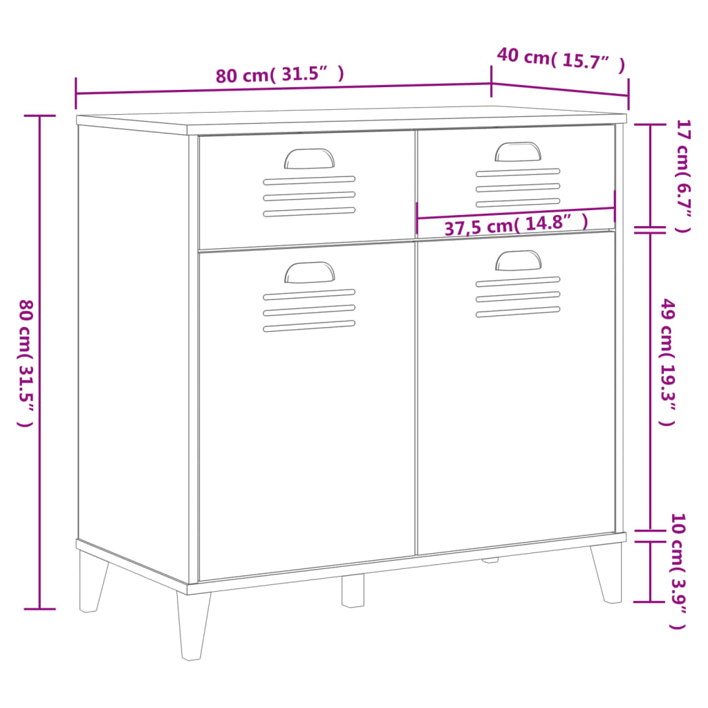 VIKEN buffet 80x40x80 cm dérivé du bois gris anthracite