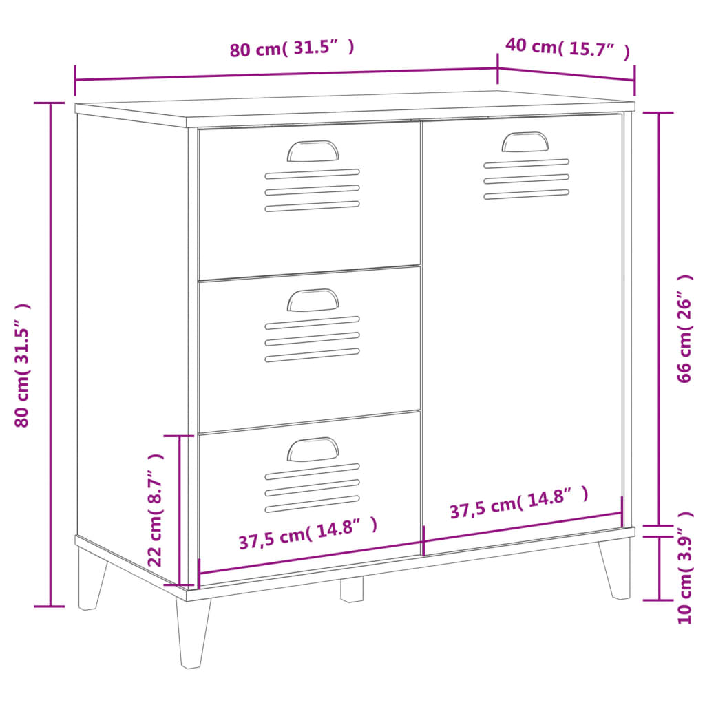 VIKEN buffet 80x40x80 cm dérivé du bois gris anthracite