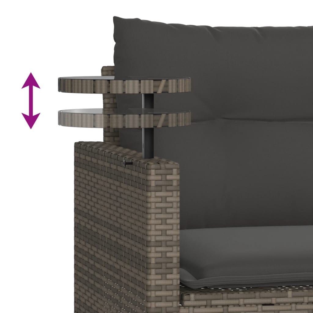 3-delige Loungeset met kussens poly rattan