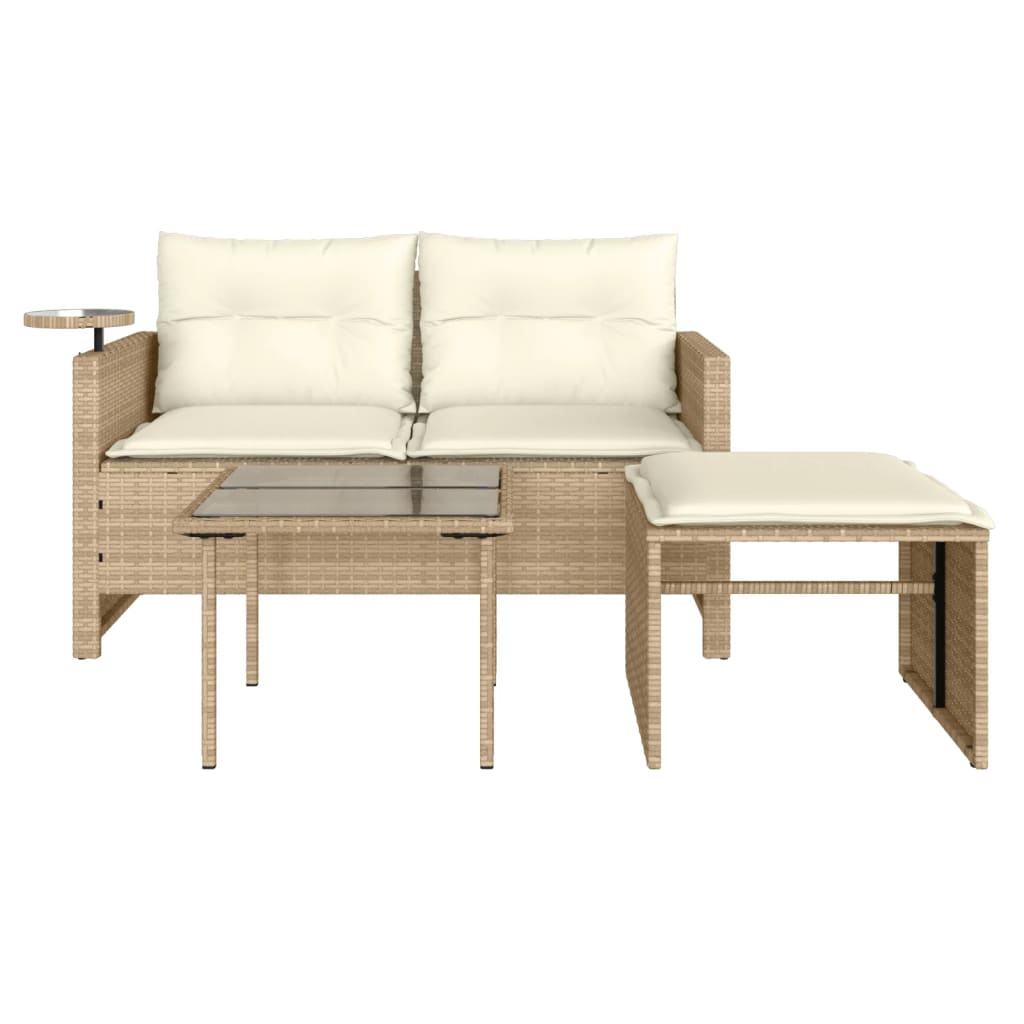 3-delige Loungeset met kussens poly rattan