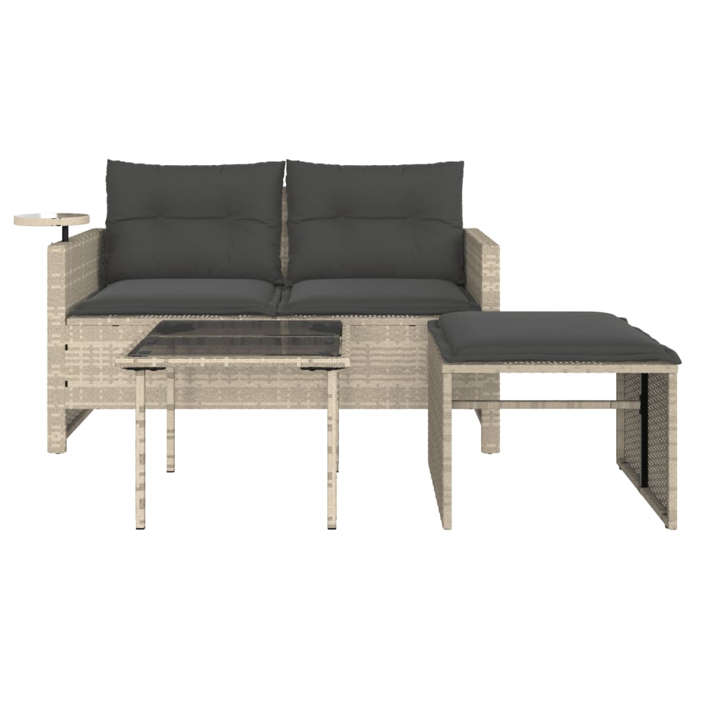 3-delige Loungeset met kussens poly rattan